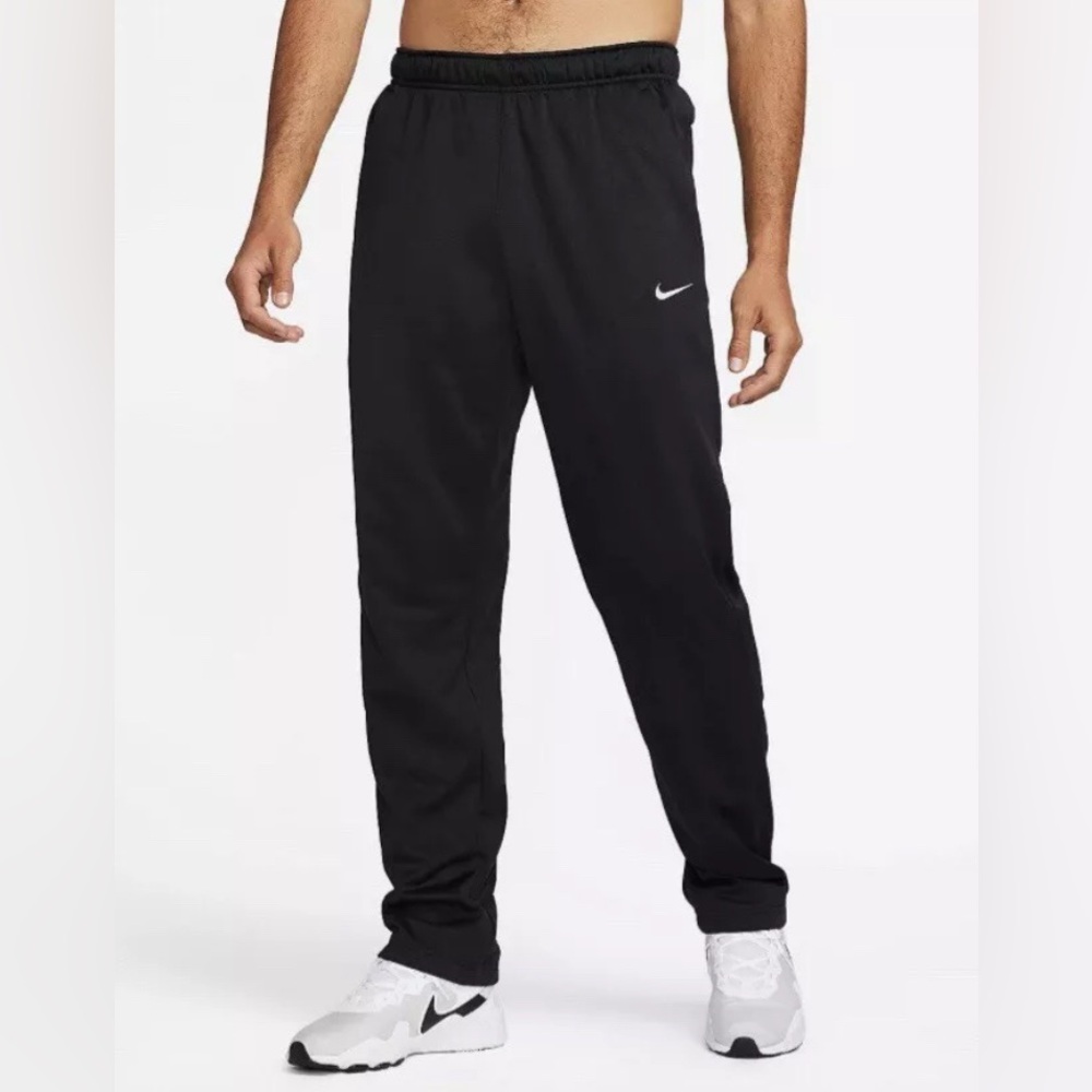 NEW Nike Therma Men's Small Therma-FIT Open Hem Fitness Pants - Black/White